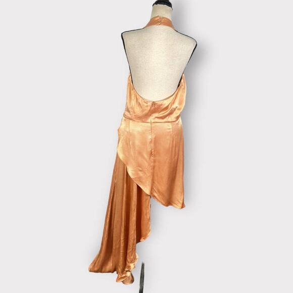 Elliatt Lambent Asymmetric Halter Dress Women's Large Camel Backless NWT - Picture 5 of 10